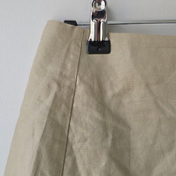 GAP Linen Blend Wrap Skirt | Size XS | Mini Skirt Khaki Button Tie Waist NEW - Picture 2 of 9